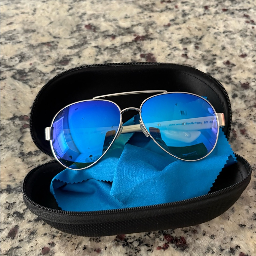 Costa Blue and Silver Aviator Sunglasses